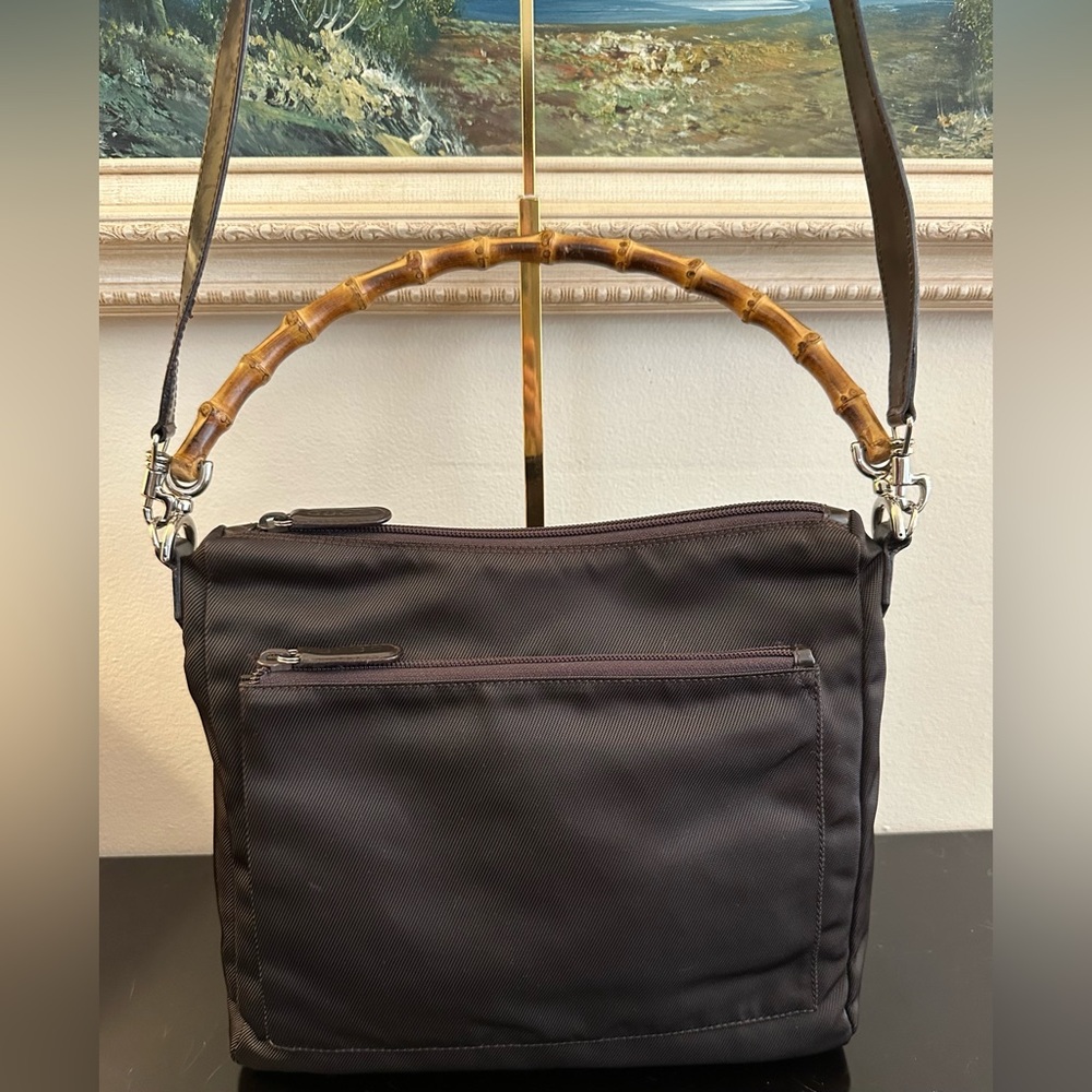 Gucci Nylon and Leather Bamboo Handle Bag - Picture 2 of 13